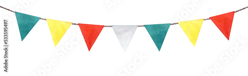 Foto Cute, colorful garland with decorative holiday flags