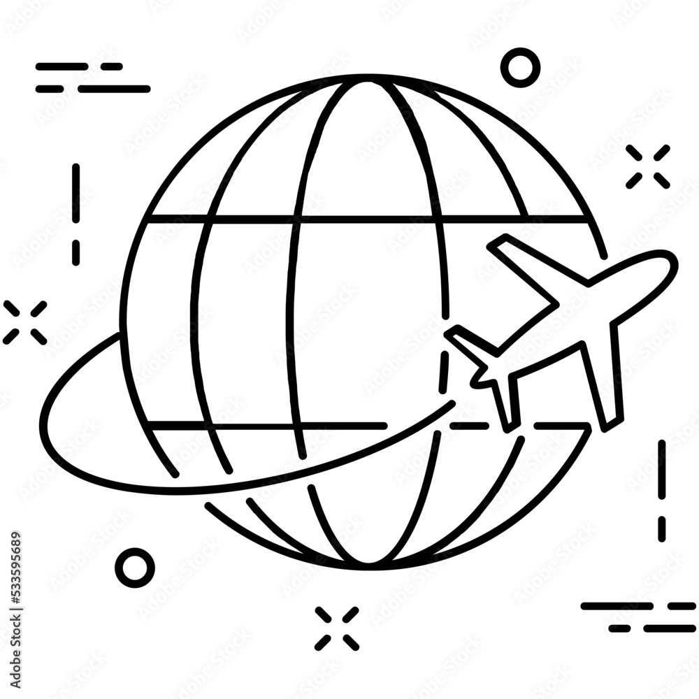World Trip Line Vector Icon