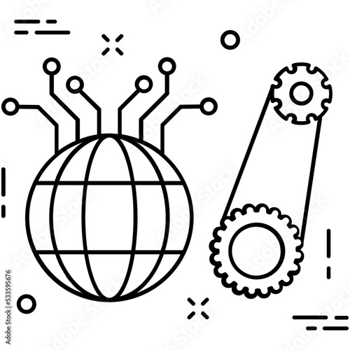 Global Network Line Vector Icon