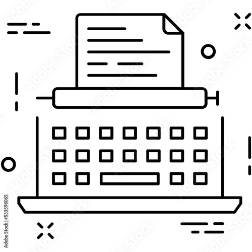 Typewriter Line Vector Icon