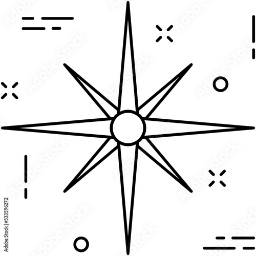 Compass Rose Line Vector Icon