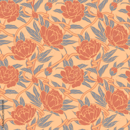 Seamless repteating retro floral pattern
