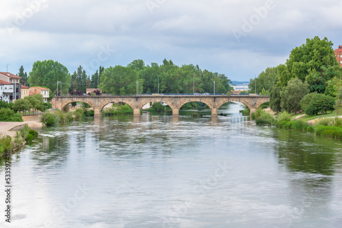 Scenic view of Ebro River and French Bridge in Miranda de Ebro, Burgos, Spain