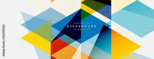Color triangles composition, geometric abstract background. Techno or business concept, pattern for wallpaper, banner, background, landing page