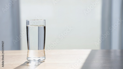 Closeup Water in Glass for drinking. Healthy Concept idea.