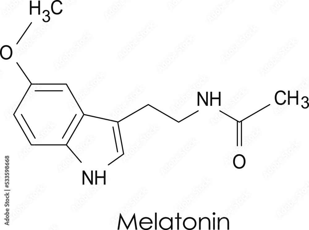 Melatonin molecule, vector chemical formula Melatonin molecule, vector chemical formula