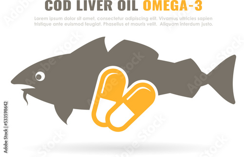 Cod liver oil pills vector illustration