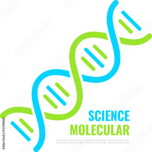 Dna helix icon, vector molecular spiral
