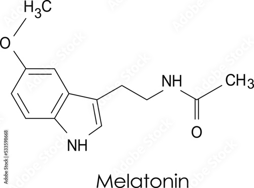 Melatonin molecule, vector chemical formula