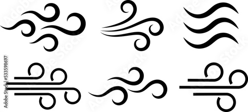 Wind vector icon, air blow symbol