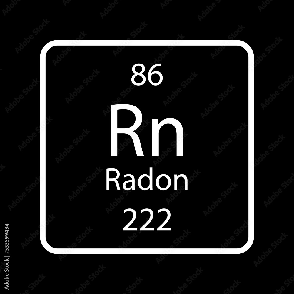 Radon symbol. Chemical element of the periodic table. Vector illustration.