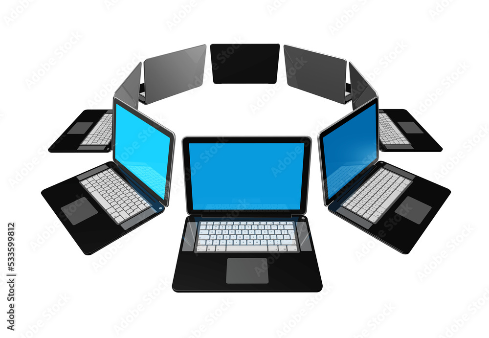 Large group of laptop computers Large group of laptop computers