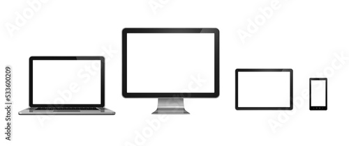 computer, laptop, mobile phone and digital tablet pc