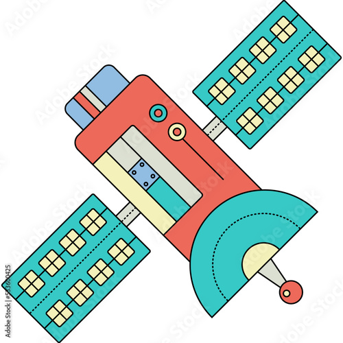 Satellite vector icon space flat antenna isolated