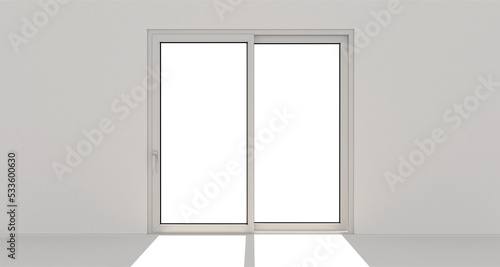 White door. White wall. Transparent. 3d. 3D render. 