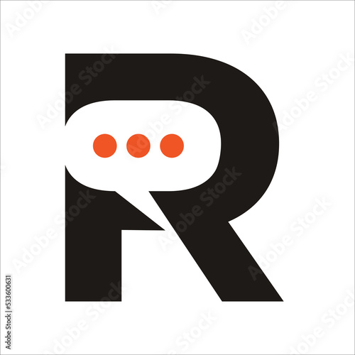 Letter R for Reply with bubble talk icon 