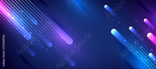 Glowing light speed lines movement futuristic background.	
