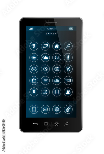 Smartphone with apps icons interface