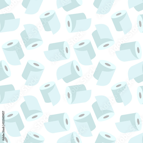 Seamless pattern with toilet paper on a white background. Vector illustration 