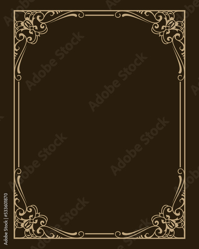 Vintage Frame design. old style line art for wedding invitation, label line greeting card