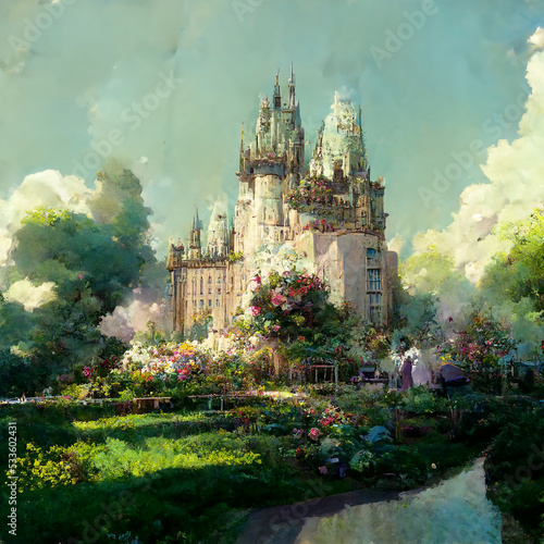 Beautiful castle with a garden