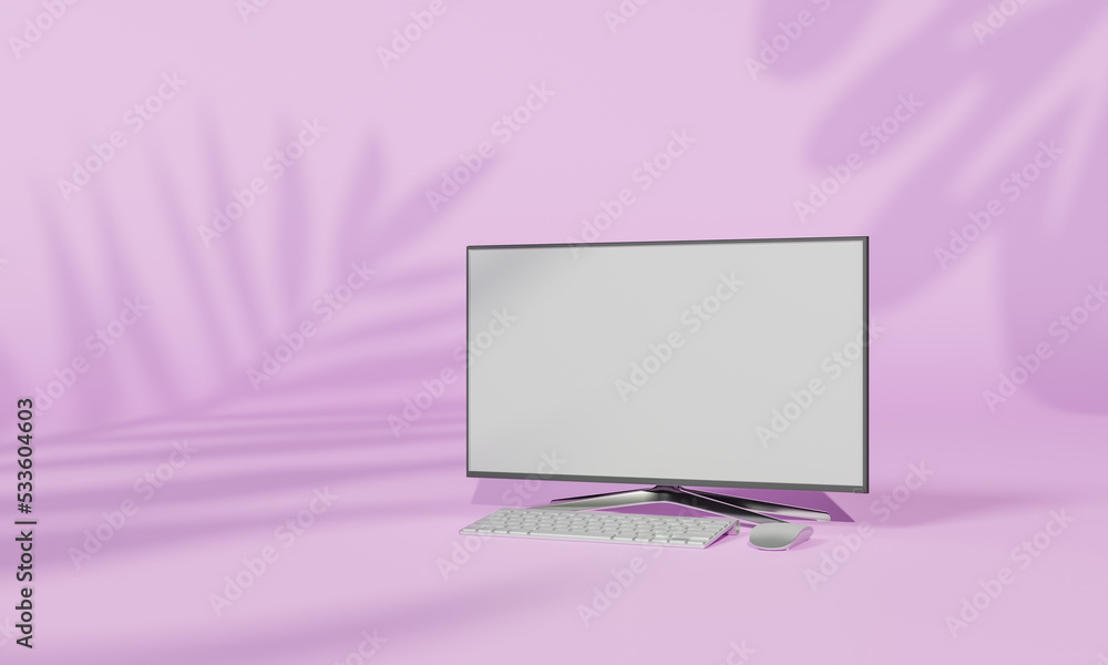 Screen Mock up with shadow color wall background,copy space. 3D rendering. Screen Mock up with shadow color wall background,copy space. 3D rendering.