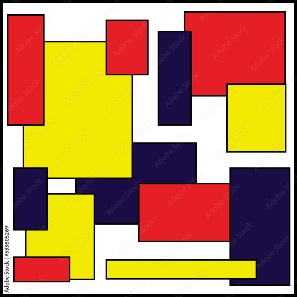pattern with squares, DE STIJL ART THEME.