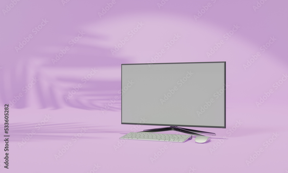 Screen Mock up with shadow color wall background,copy space. 3D rendering. Screen Mock up with shadow color wall background,copy space. 3D rendering.