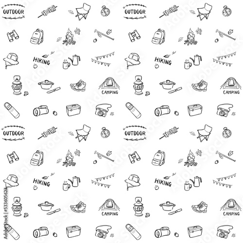 アウトドアグッズのイラスト　手描き　背景素材