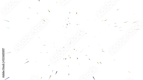 Colorful space ship fleet in light speed with star field in background (3D Rendering)