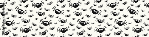 Banner with creepy spiders. Halloween texture. Vector © Karolina Madej