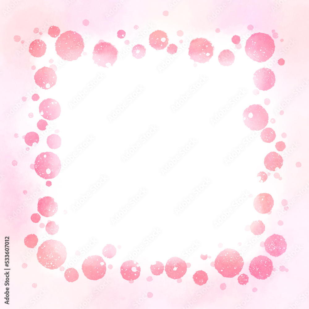 ピンクの水玉のフレーム素材