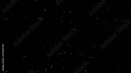 Fototapeta Naklejka Na Ścianę i Meble -  Colorful space ship fleet in light speed with star field in background (3D Rendering)