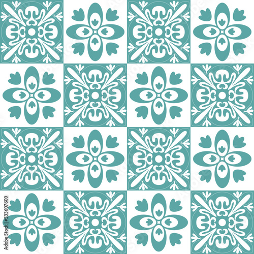 Trendy seamless pattern for ceramic tiles in spanish portuguese retro style