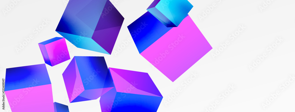 3d vector abstract background. Flying cubes composition. Trendy techno business template for wallpaper, banner, background or landing 3d vector abstract background. Flying cubes composition. Trendy techno business template for wallpaper, banner, background or landing