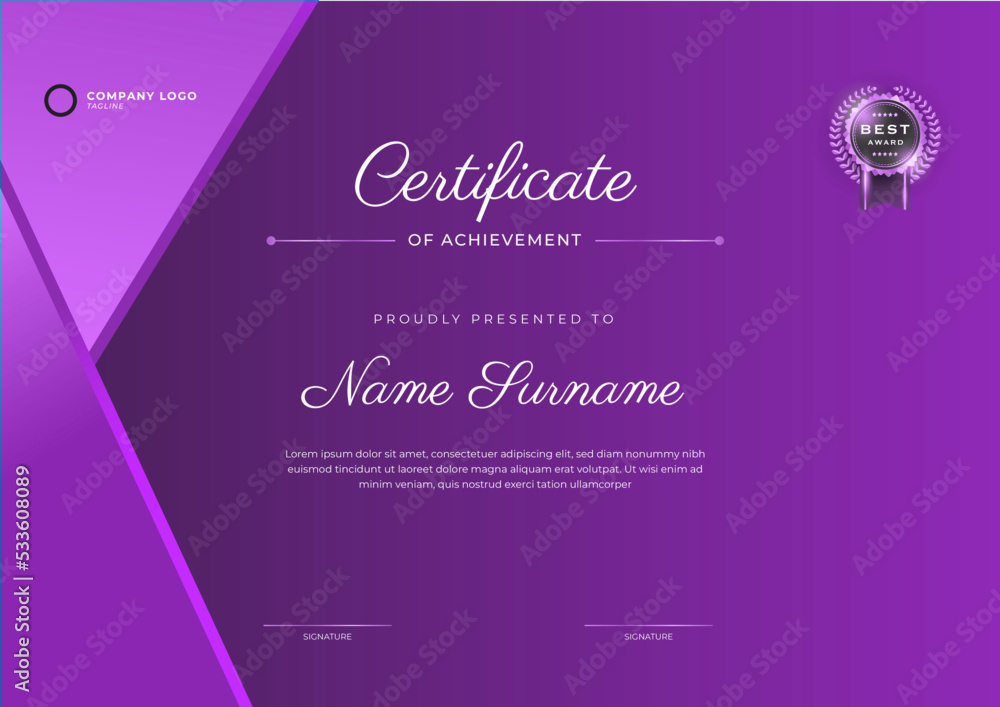 Purple certificate template with luxury pattern,diploma,Vector ...