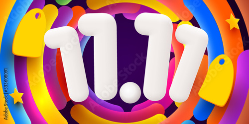 11.11 Shopping day sale. Global shopping world day. 11.11 Crazy sales online.