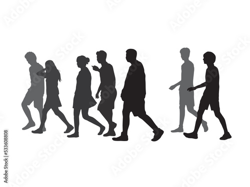 Silhouette People Walking on City Street
