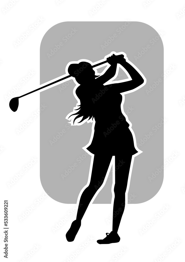 vector silhouette female professional golfer playing golf vector silhouette female professional golfer playing golf