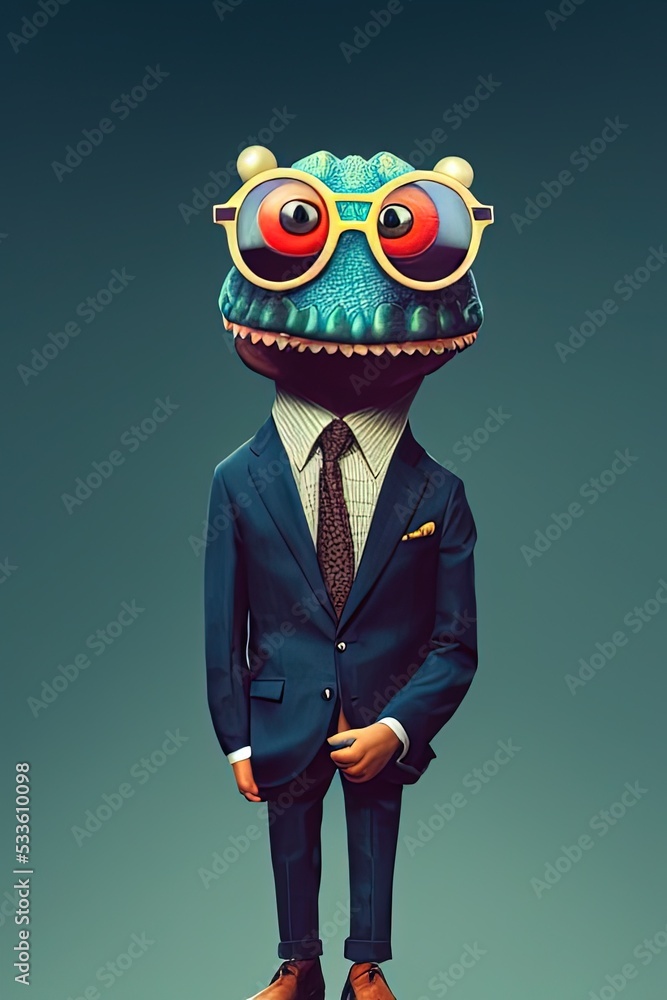 Cartoon character in suit Stock Illustration | Adobe Stock