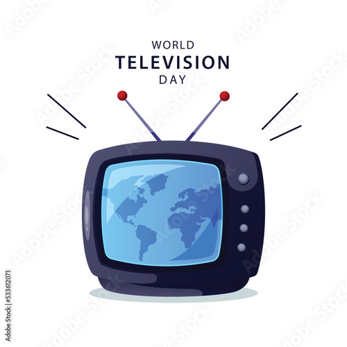 Vintage television cartoon vector illustration. World Television Day illustration. Suitable for greeting card, poster and banner.