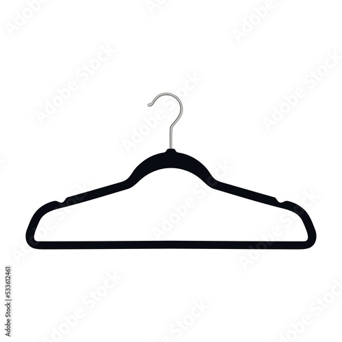 Black clothes hanger icon vector isolated on white. Flat minimal illustration.