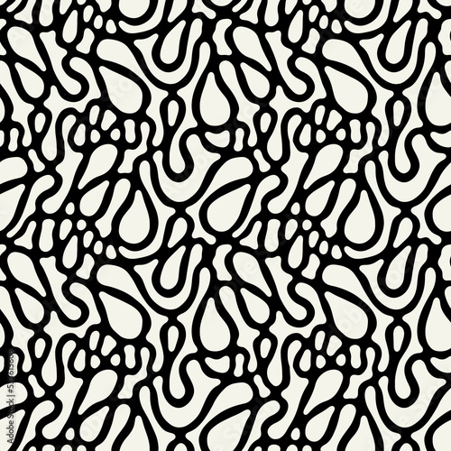 Vector seamless pattern. Free form organic shapes. Stylish structure of natural spots. Hand drawn abstract background. Can be used as swatch in Illustrator. Monochrome spotty print.