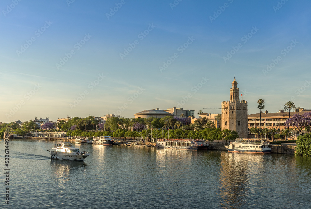 View of the Guadalquivir River and the Torre del Oro, Seville, Spain