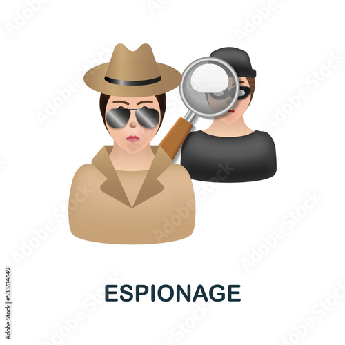 Espionage icon. 3d illustration from crime collection. Creative Espionage 3d icon for web design, templates, infographics and more