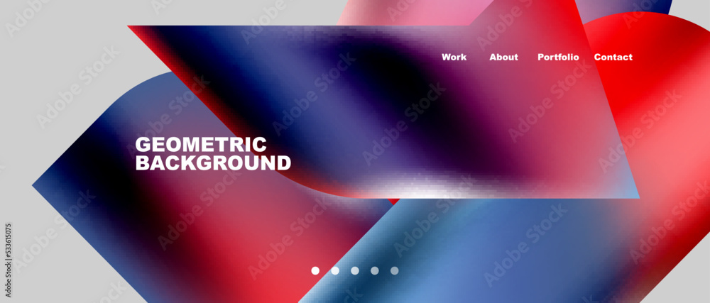 Landing page background template. Colorful plastic round shapes abstract composition. Vector illustration for wallpaper, banner, background