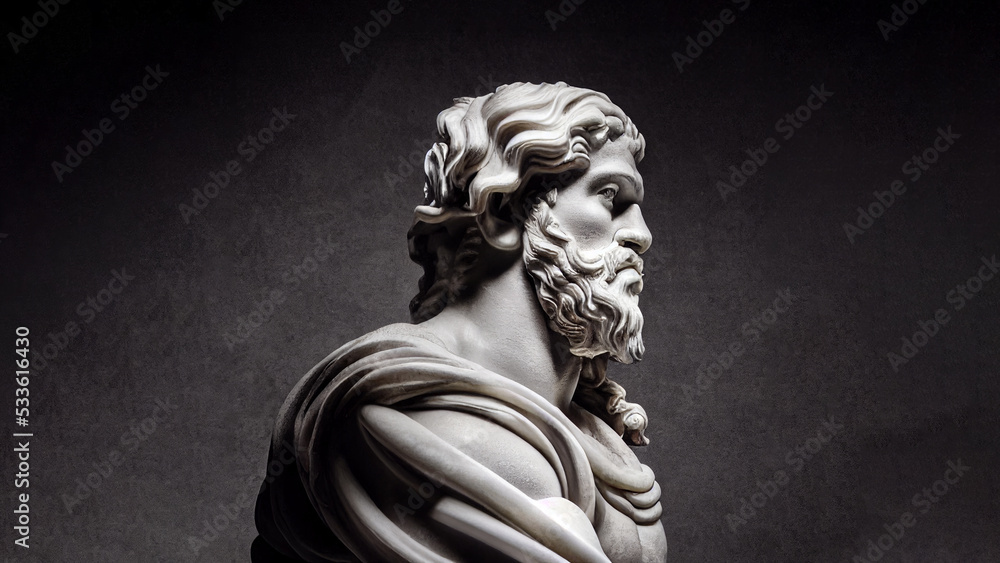 Illustration of a Renaissance marble statue of Heracles. He is the God