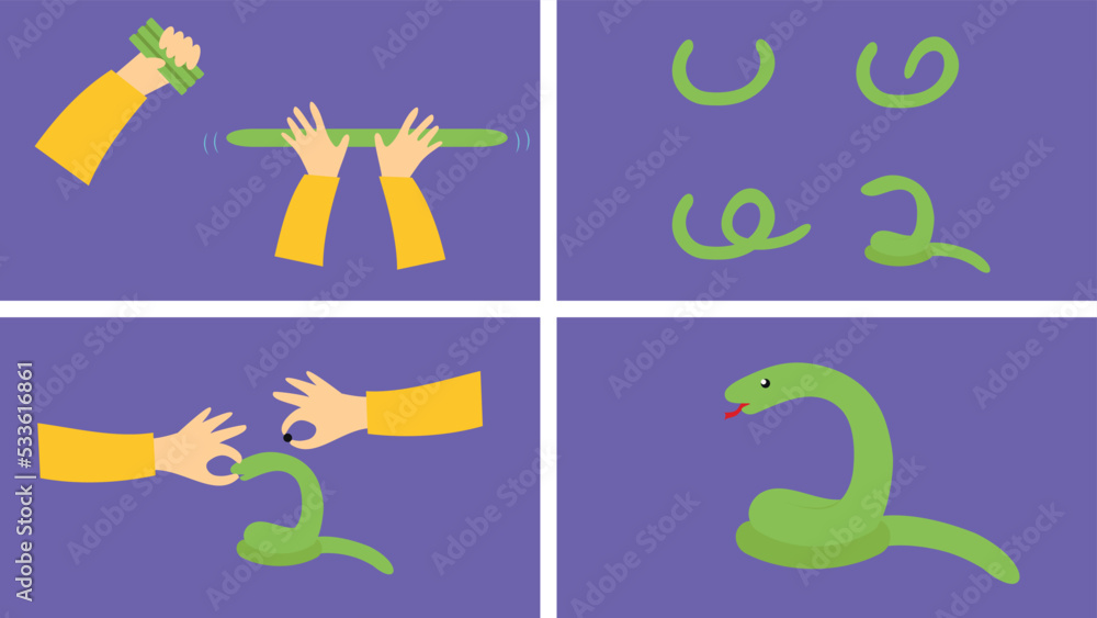 Illustration with instructions for making a plasticine snake