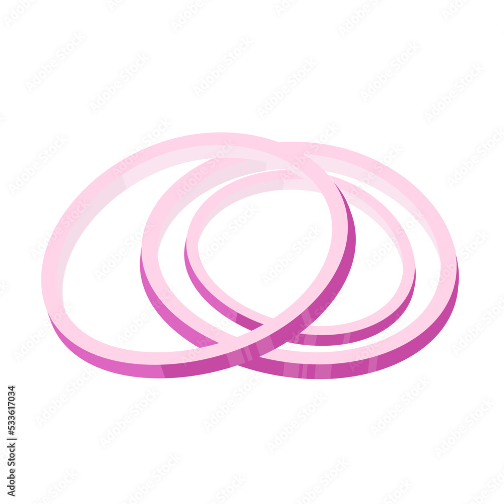 sliced onion rings flat vector illustration clipart isolated on white background