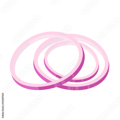 sliced onion rings flat vector illustration clipart isolated on white background